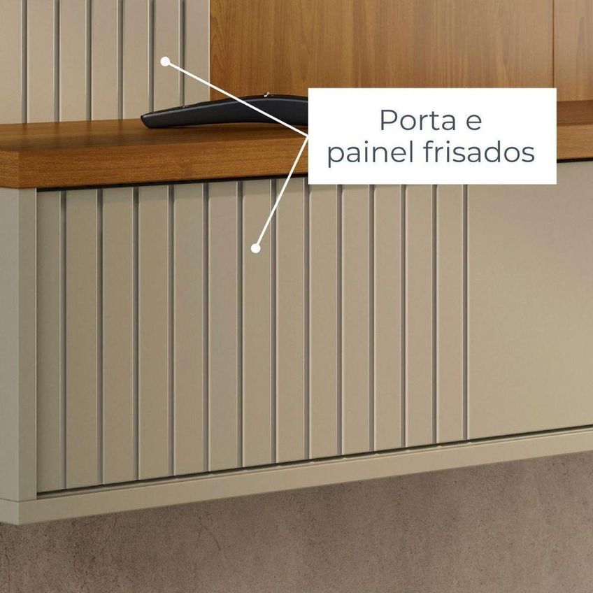 Painel Para TV Aurora 65" 160,5cm MDP-MDF Cumaru e Opala Madetec Móveis - imagem 4