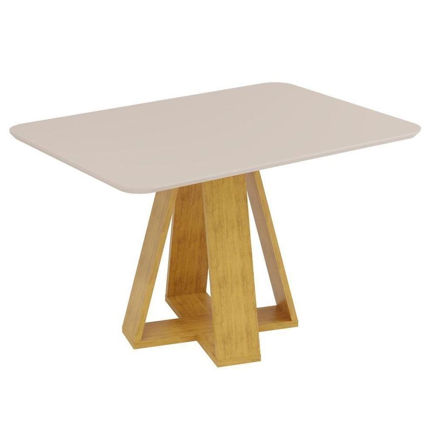 Conjunto De Jantar Mesa Kiara 120 4 Lugares Tampo De Vidro Cedro Off White Com Cadeiras Yasmin Dj - imagem 3