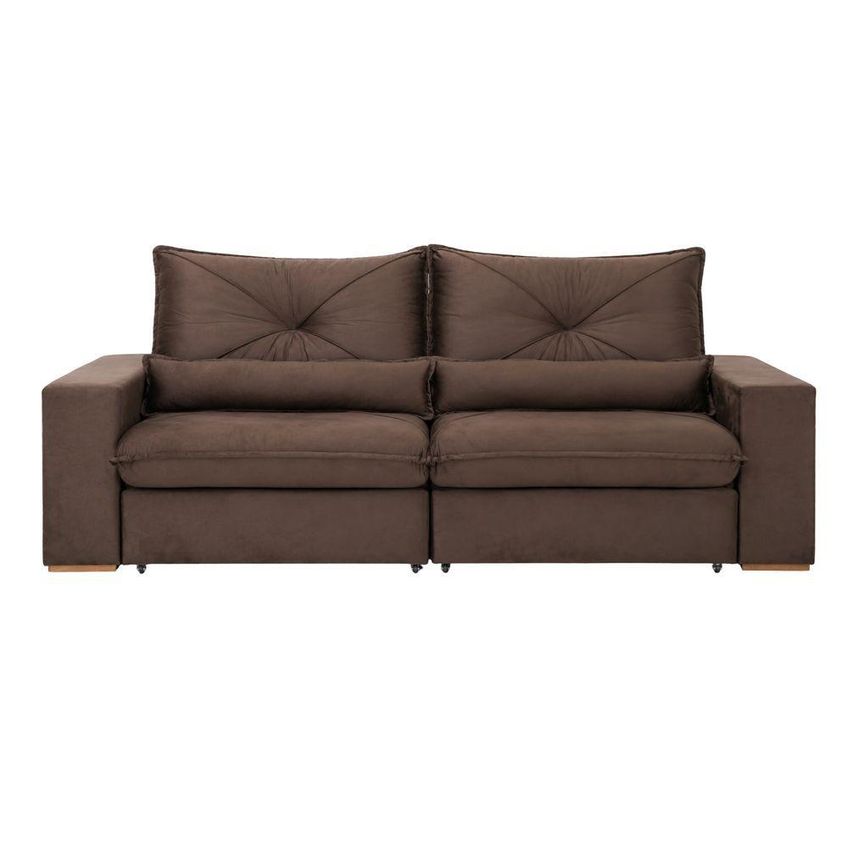 Sofá Com Chaise Veneza 3 Lugares Retrátil E Reclinável 250cm Marrom - imagem 3
