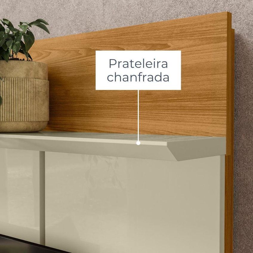 Home Theater Siena Para TV Até 75" 183,5cm MDP Com Rodízios Cumaru E Opala Madetec - imagem 3