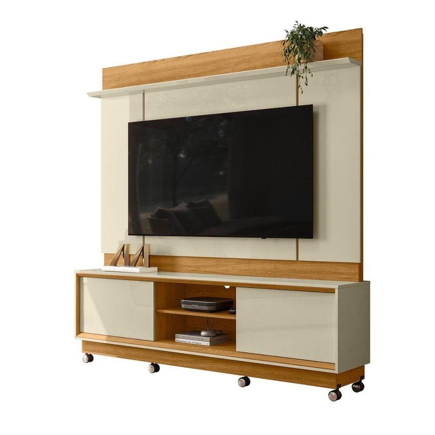 Home Theater Siena Para TV Até 75" 183,5cm MDP Com Rodízios Cumaru E Opala Madetec - imagem 4