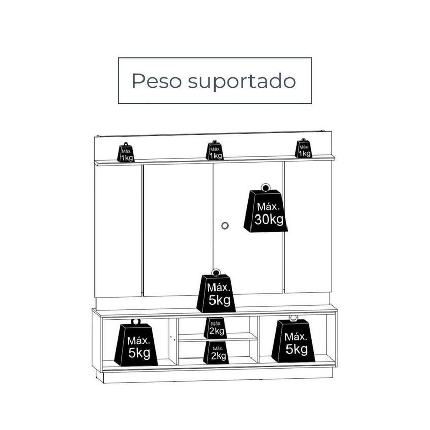 Home Theater Siena Para TV Até 75" 183,5cm MDP Com Pés Cinamomo - imagem 3