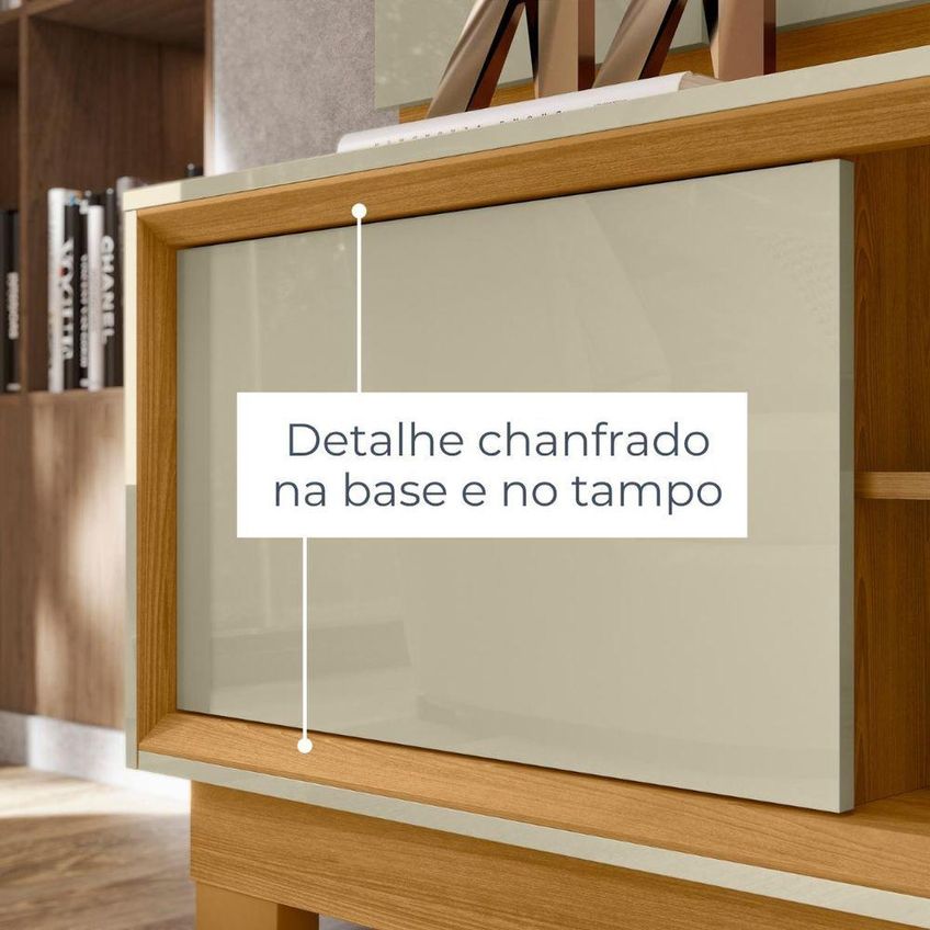 Home Theater Siena Para TV Até 75" 183,5cm MDP Com Rodízios Cumaru E Opala Madetec - imagem 5