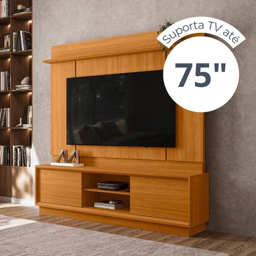 Home Theater Siena Para TV Até 75" 183,5cm MDP Com Pés Cinamomo - imagem 4