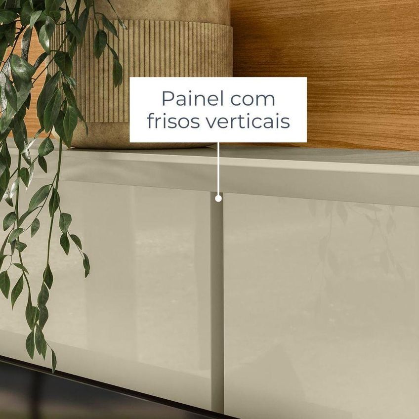 Home Theater Siena Para TV Até 75" 183,5cm MDP Cumaru E Opala Madetec Móveis - imagem 3