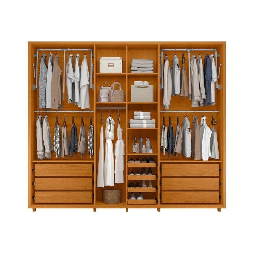 Guarda Roupa Casal Volpi 6 Portas De Giro 4 Sapateiras Mdf-mdp Cinamomo E Off White Madetec Móveis - imagem 4