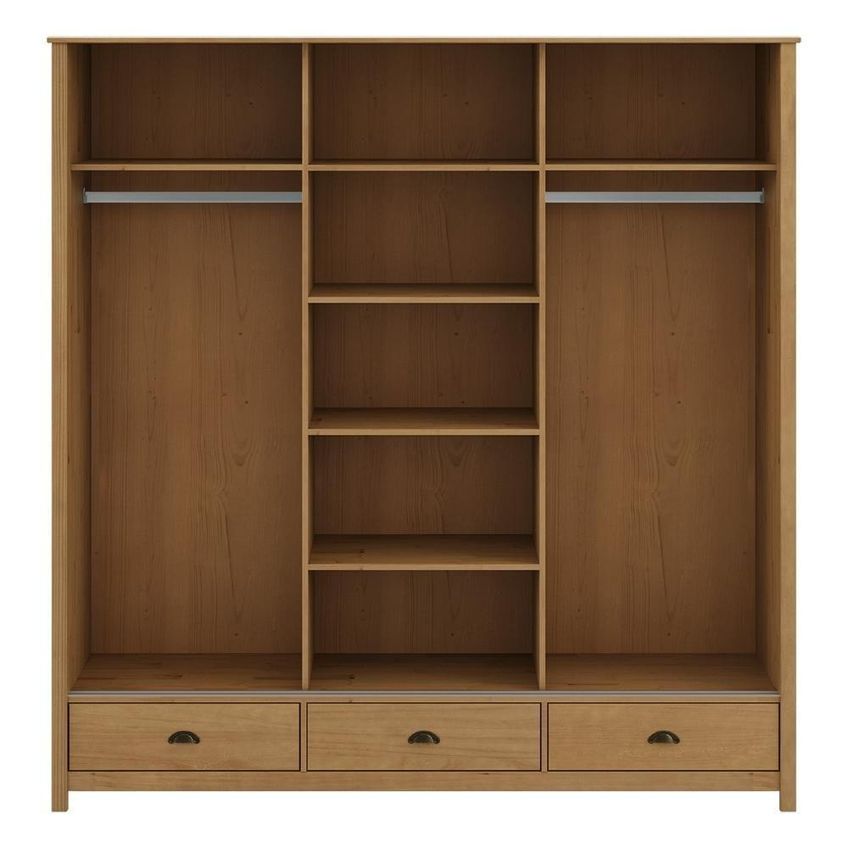 Guarda Roupa Casal Lazio 3 Portas Correr 3 Gavetas Madeira Freijó Mpozenato 196cm - imagem 3