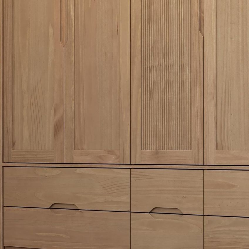 Guarda Roupa Casal Nira 5 Portas De Bater 6 Gavetas Madeira Maciça Tuari Mpozenato 220cm - imagem 5