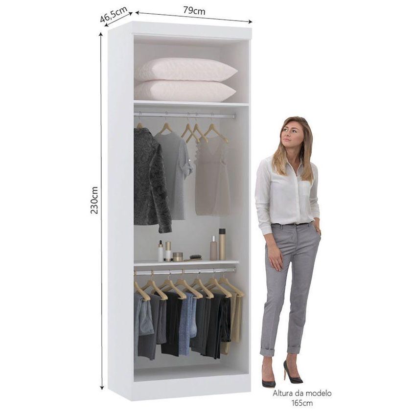 Guarda Roupa Modulado Alpes 2 Portas De Bater MDP Branco PF-Rosa PF Luciane Móveis - imagem 4