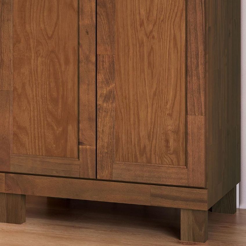 Guarda Roupa Solteiro Giana 2 Portas De Bater 2 Gavetas Mdf-mdp Castanho Com Espelho Mpozenato 78cm - imagem 5