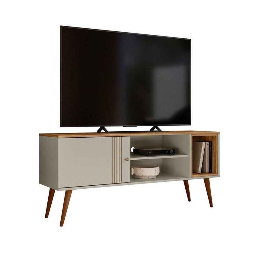 Rack Estante Milão Para Tv Até 55 Polegadas 136cm Mdf Off White Peternella Móveis - imagem 3