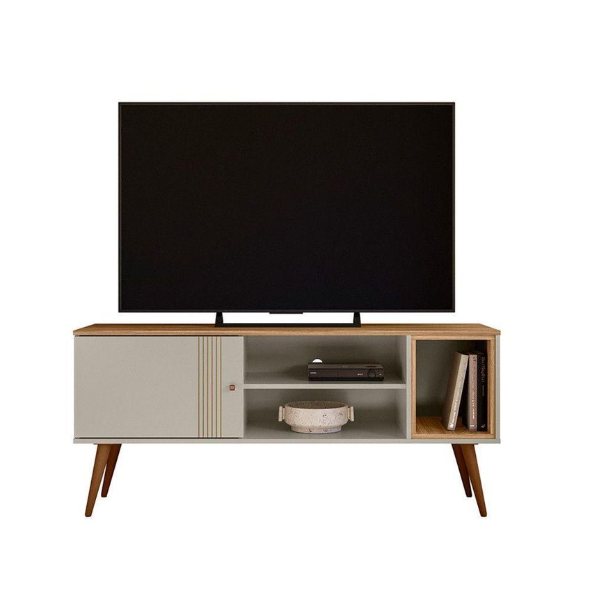 Rack Estante Milão Para Tv Até 55 Polegadas 136cm Mdf Off White Peternella Móveis - imagem 5