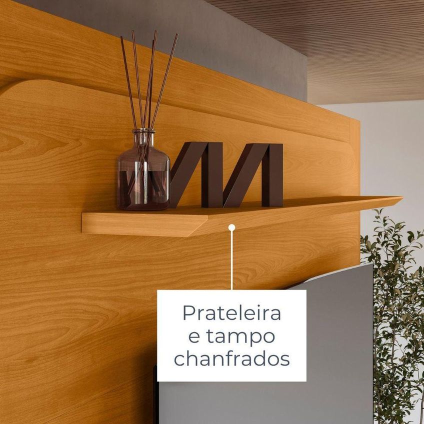 Home Theater Nilo Para TV Até 75" 200cm MDP Com Pés Cinamomo Madetec Móveis - imagem 3