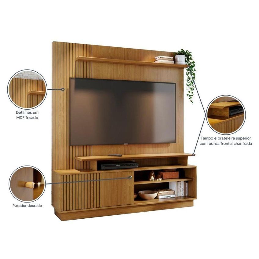 Home Theater Ares Para TV Até 65" 160cm MDP Cumaru Madetec Móveis - imagem 4