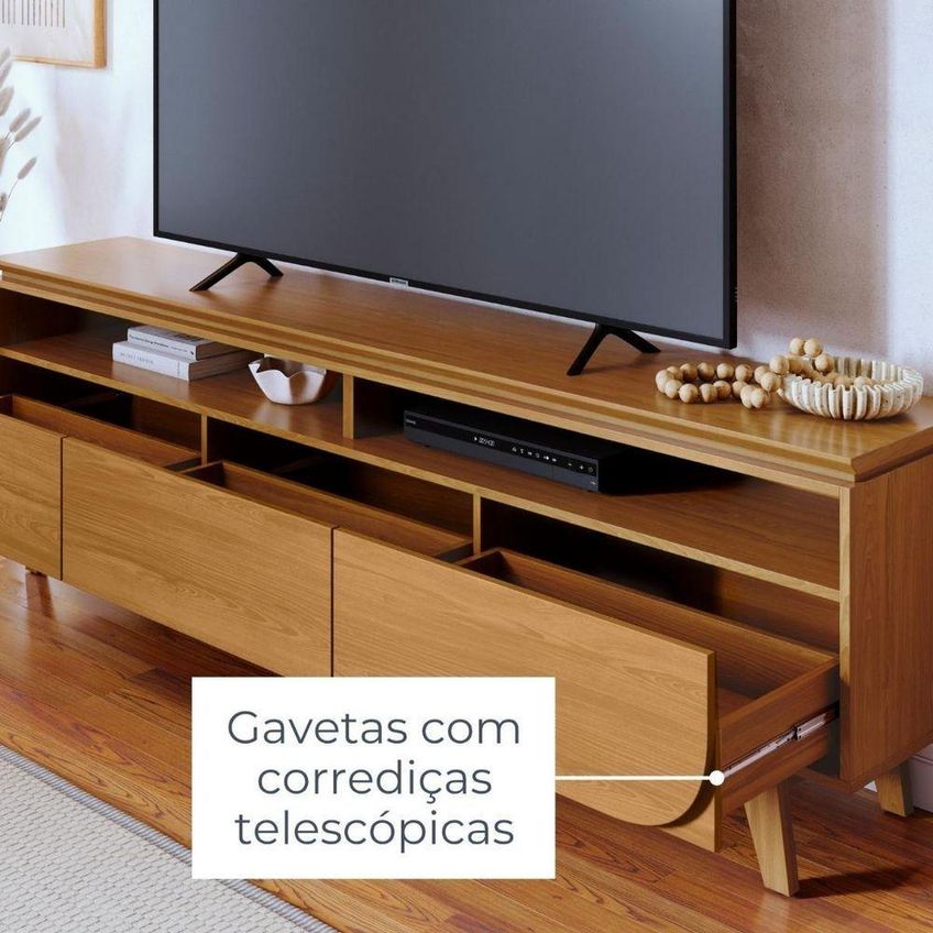 Composição Para TV Luna 75" 238cm MDP E MDF Cumaru Madetec Móveis - imagem 3