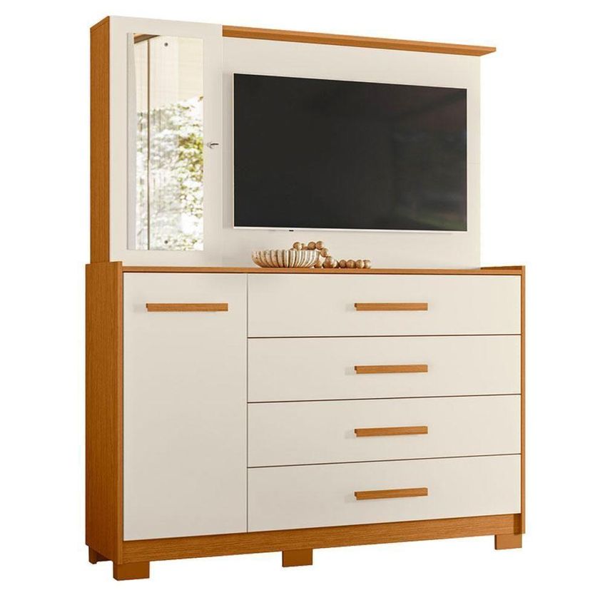 Guarda Roupa Casal Vinci 6 Portas De Bater 7 Gavetas Mdp Cômoda Ilhabela Cinamomo Off White Albatroz - imagem 4