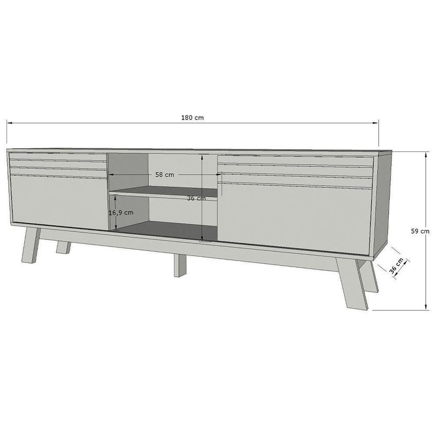 Rack Estante Dubai Para TV Até 70" 180cm MDF Laqueado Off White Peternella Móveis - imagem 3