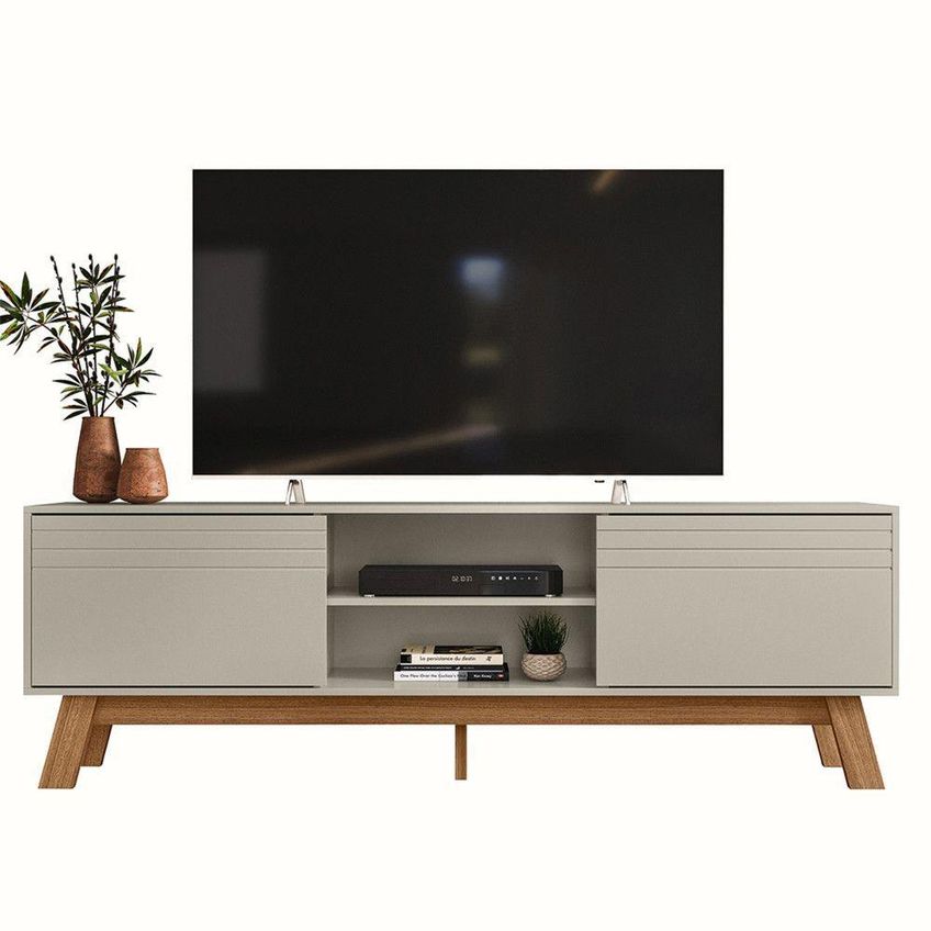 Rack Estante Dubai Para TV Até 70" 180cm MDF Laqueado Off White Peternella Móveis - imagem 4