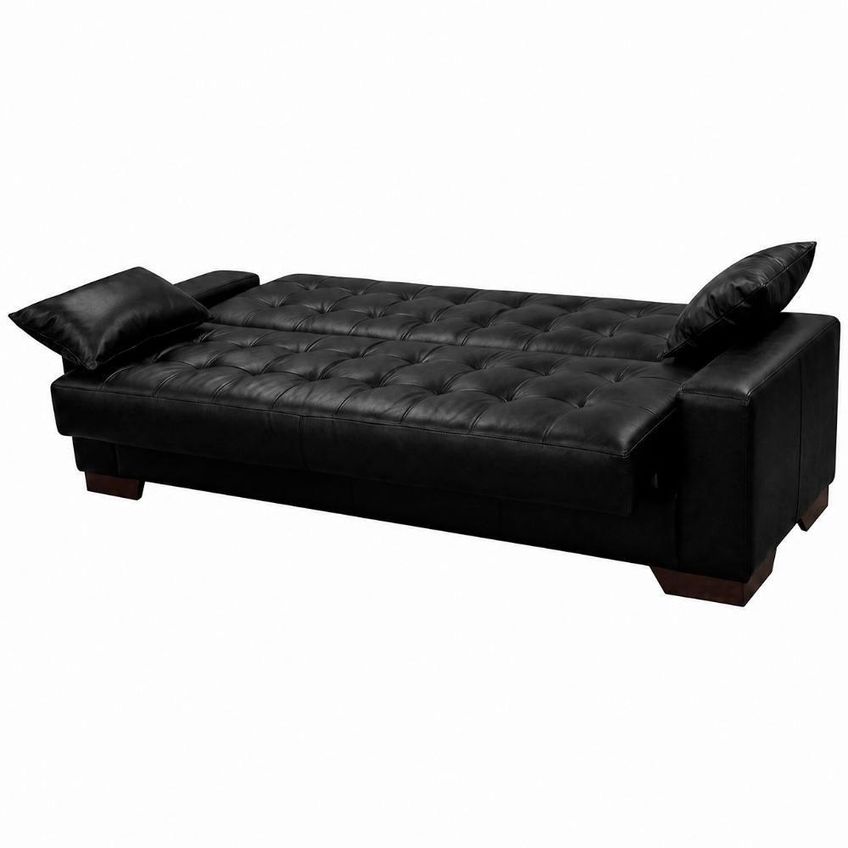 Sofá Cama Lisboa 3 Lugares 210cm Preto Couríssimo Ibiza Para Sala De Estar - imagem 3