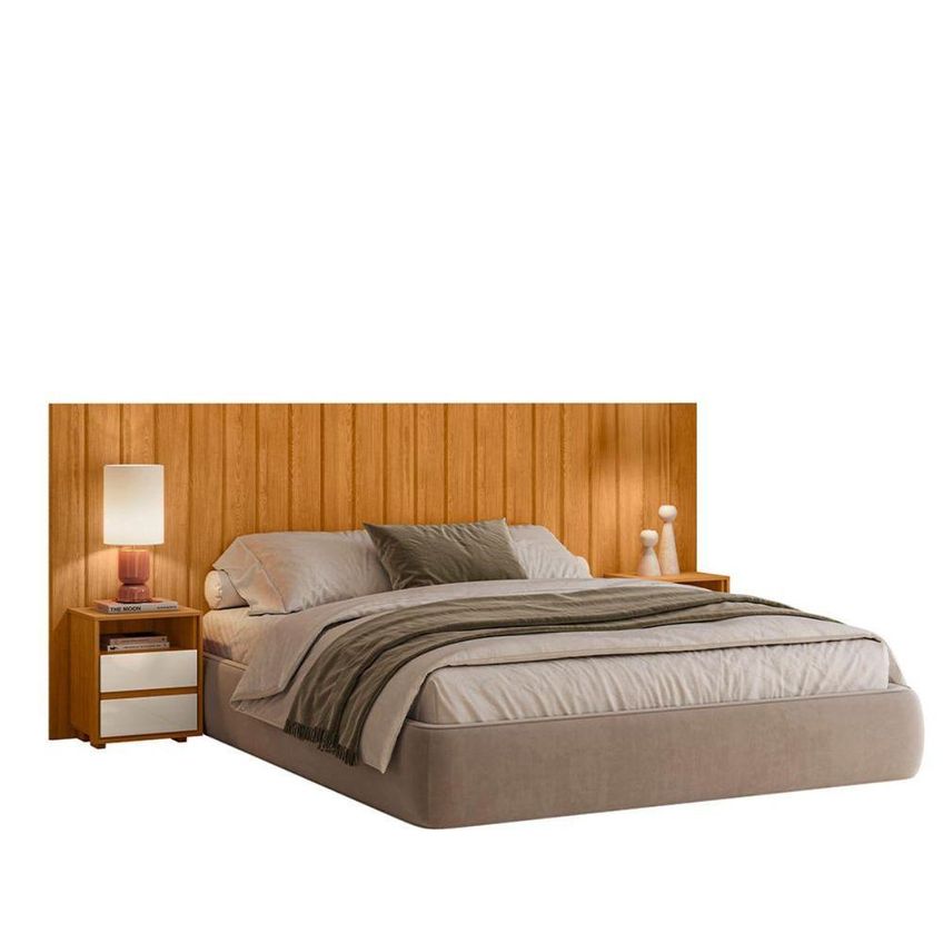 Cabeceira Casal Frida King Com Mesas MDF Off White Madetec Móveis - imagem 4