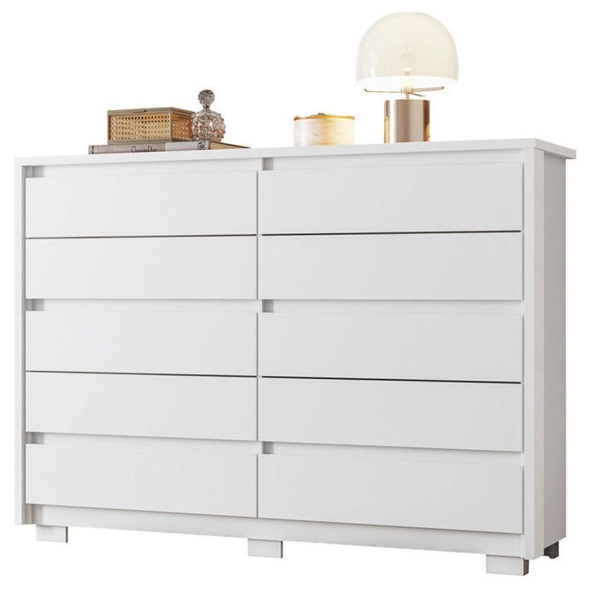 Guarda Roupa Solteiro Com Cômoda Doble 4 Portas De Bater 4 Gavetas MDP Fosco Branco Albatroz Móveis - imagem 3