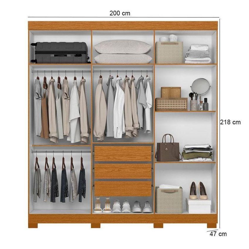 Guarda Roupa Casal Vinci 6 Portas De Bater 3 Gavetas Mdp Cinamomo Albatroz Móveis - imagem 4