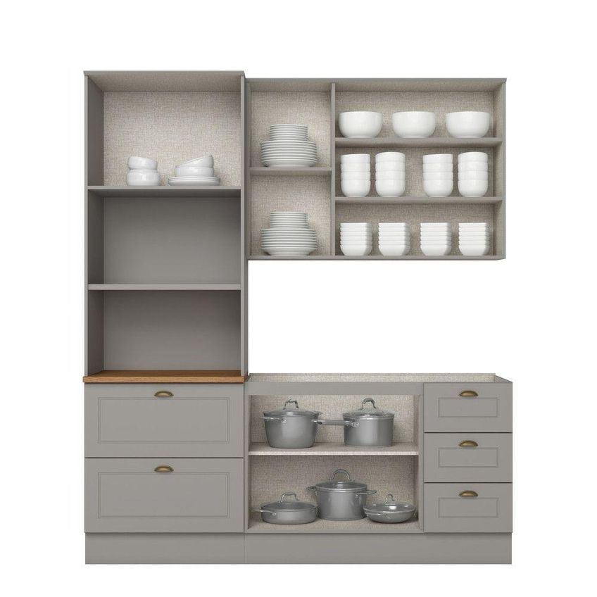 Cozinha Compacta Amy Casa 812 7 Portas 6 Prateleiras Mdf 191.5cm Cinza - imagem 5