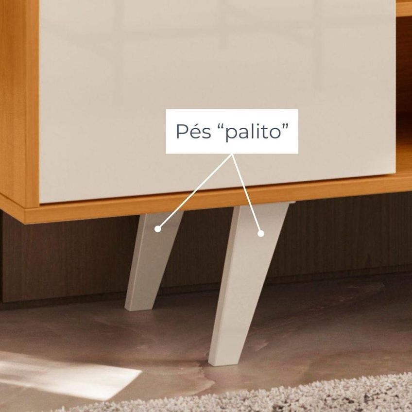 Rack Com Painel Para TV 65" 179cm MDP E MDF Cinamomo E Off White Madetec Móveis - imagem 4