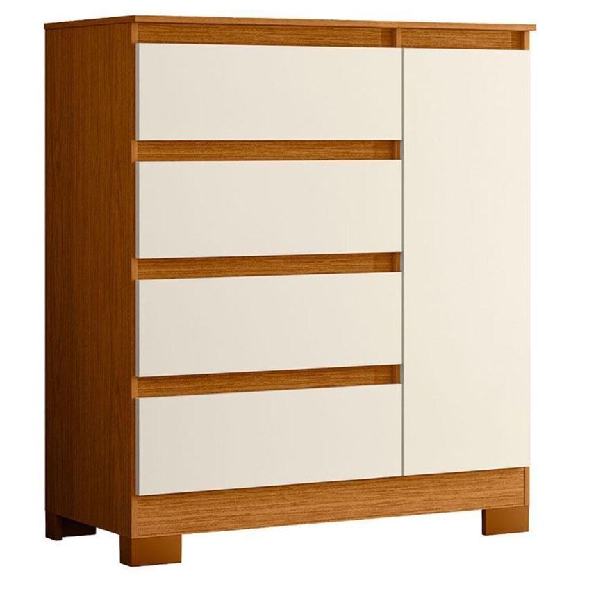 Guarda Roupa Casal Vinci 6 Portas De Bater 3 Gavetas Mdp Cinamomo Off White Com Cômoda Sapateira - imagem 2