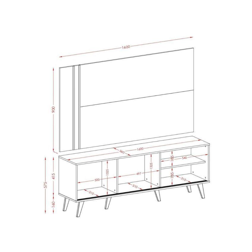 Rack Com Painel Para TV 60" 160cm MDP 2 Portas Correr Cinamomo E Off White Madetec Móveis - imagem 3