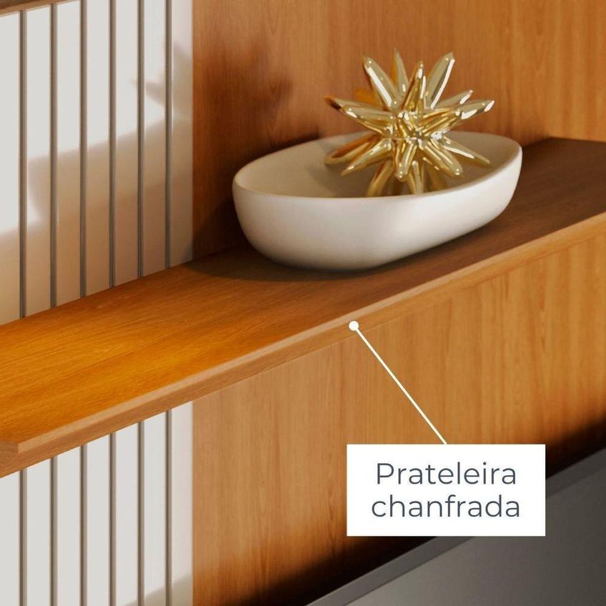 Painel Para TV Aurora 65" 160,5cm MDP E MDF Com Porta De Correr Móvel E Off White Madetec - imagem 3