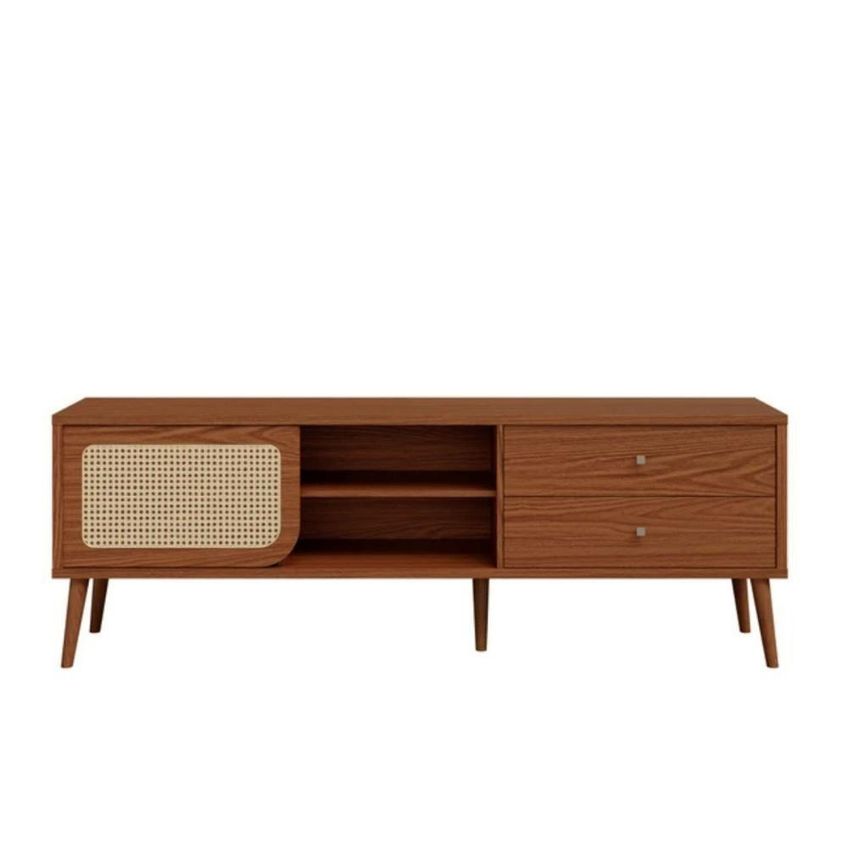 Rack Tela 180cm Com Porta De Correr E 2 Gavetas TB306PN MDF Marrom Dalla Costa Móveis - imagem 5