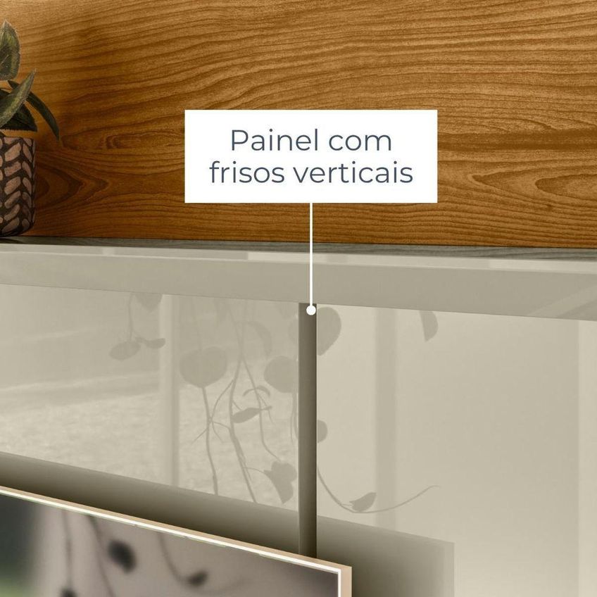 Painel Para TV Aura 65" 182cm MDP Com Frisos Verticais Cumaru-Opala Madetec Móveis - imagem 3