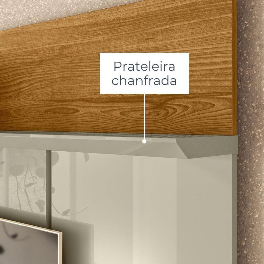 Painel Para TV Aura 65" 182cm MDP Com Frisos Verticais Cumaru-Opala Madetec Móveis - imagem 5