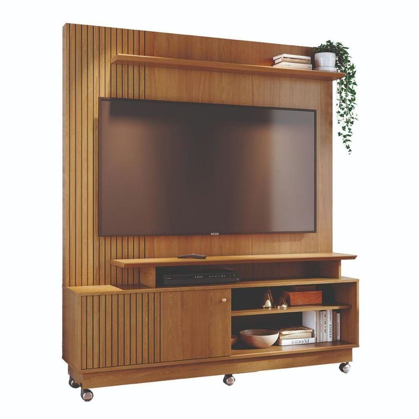 Home Theater Ares Para TV Até 65" 160cm MDP Com Rodízios Cumaru Madetec Móveis - imagem 4