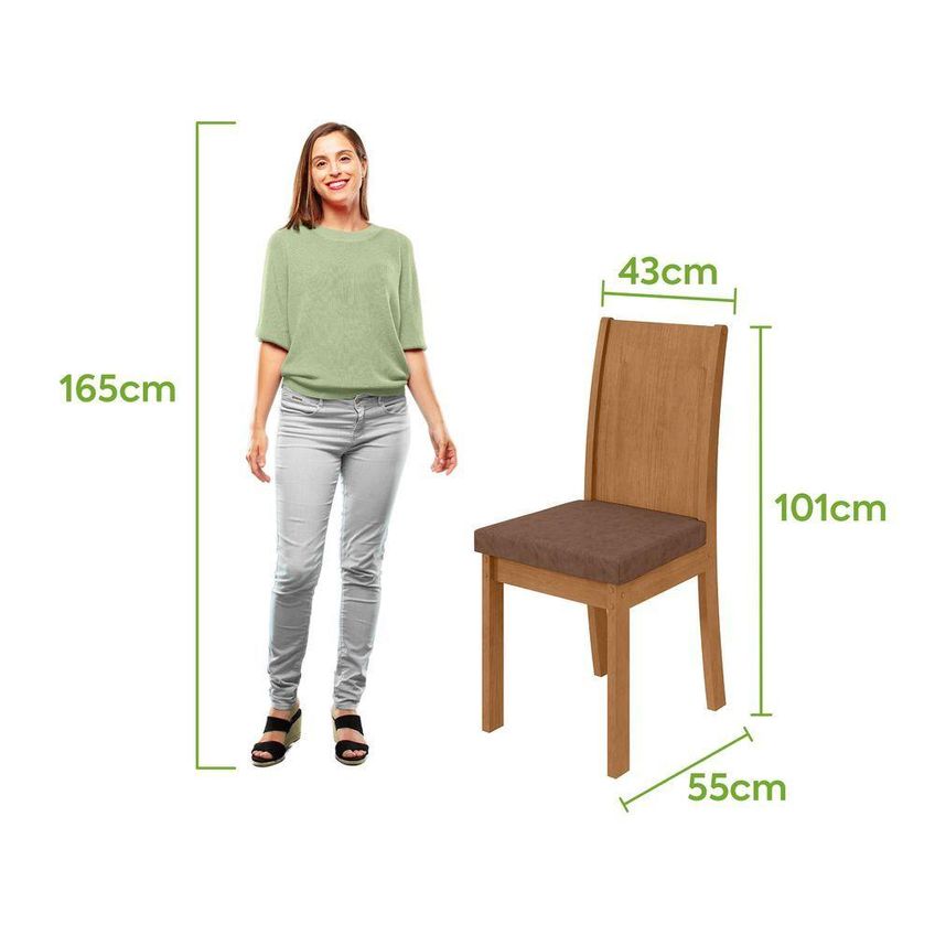 Conjunto Sala De Jantar Athenas 120 4 Lugares Tampo Vidro Off White Amendoa Clean 120cm Móveis Lopas - imagem 4