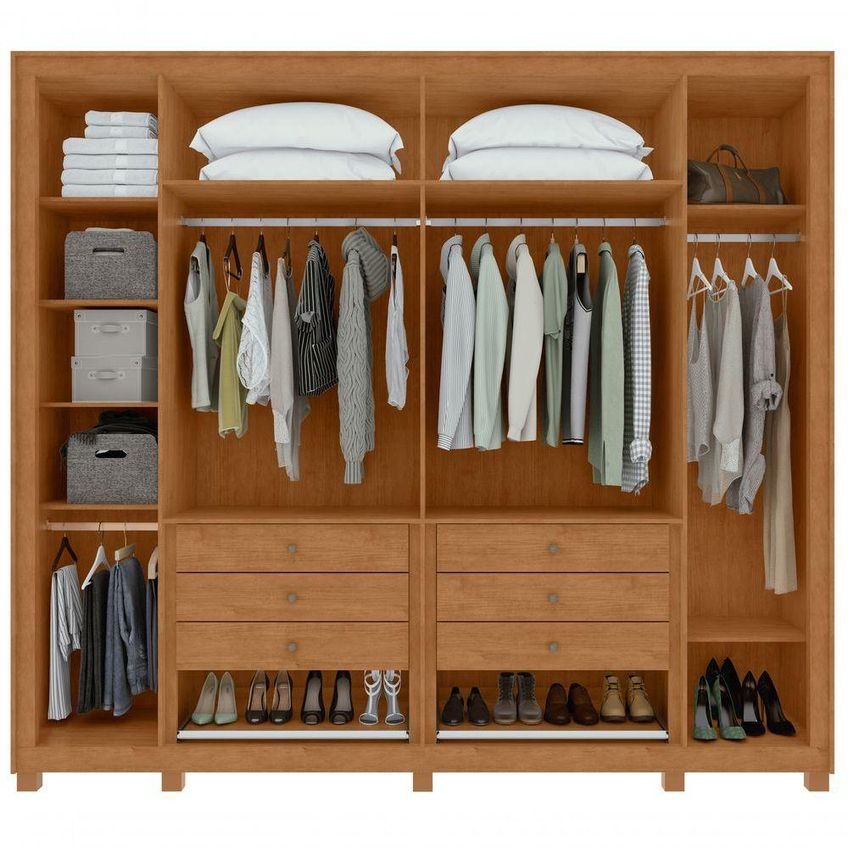 Guarda Roupa Casal Imperatore 6 Portas De Bater 6 Gavetas MDF Branco Móveis Lopas - imagem 3