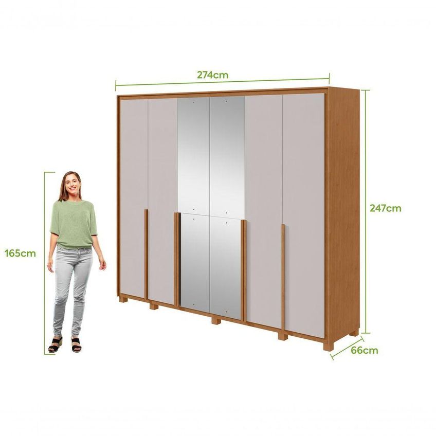 Guarda Roupa Casal Imperatore 6 Portas De Bater 6 Gavetas MDF Branco Móveis Lopas - imagem 4