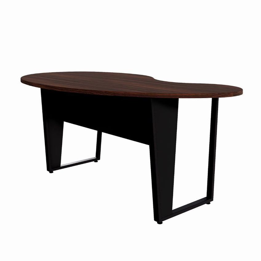 Mesa Para Escritório Mesa Linear Orgânica Sem Gavetas MDP 175cm Louro Preto F5 Office - imagem 4