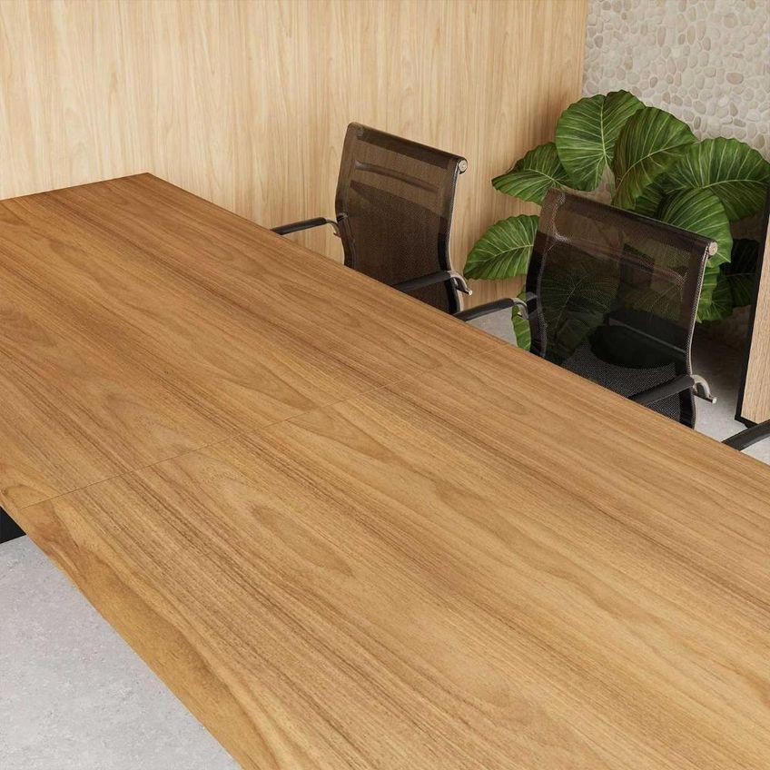 Mesa De Reunião 08 Lugares 100% Mdf 300cm Freijó Com Preto F5 Office - imagem 3