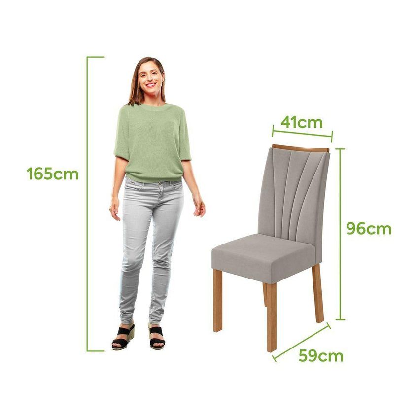 Conjunto Sala De Jantar Athenas 180 6 Lugares Tampo Vidro Off White Com Cadeiras Apogeu Móveis Lopas - imagem 3