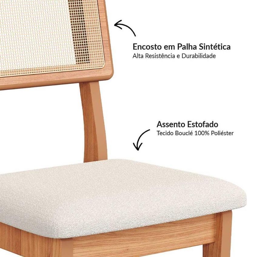 Cadeira Para Sala De Jantar Kit 2 Tela Sintética Mdf Freijó Com Cesare Claro Dalla Costa Móveis - imagem 3
