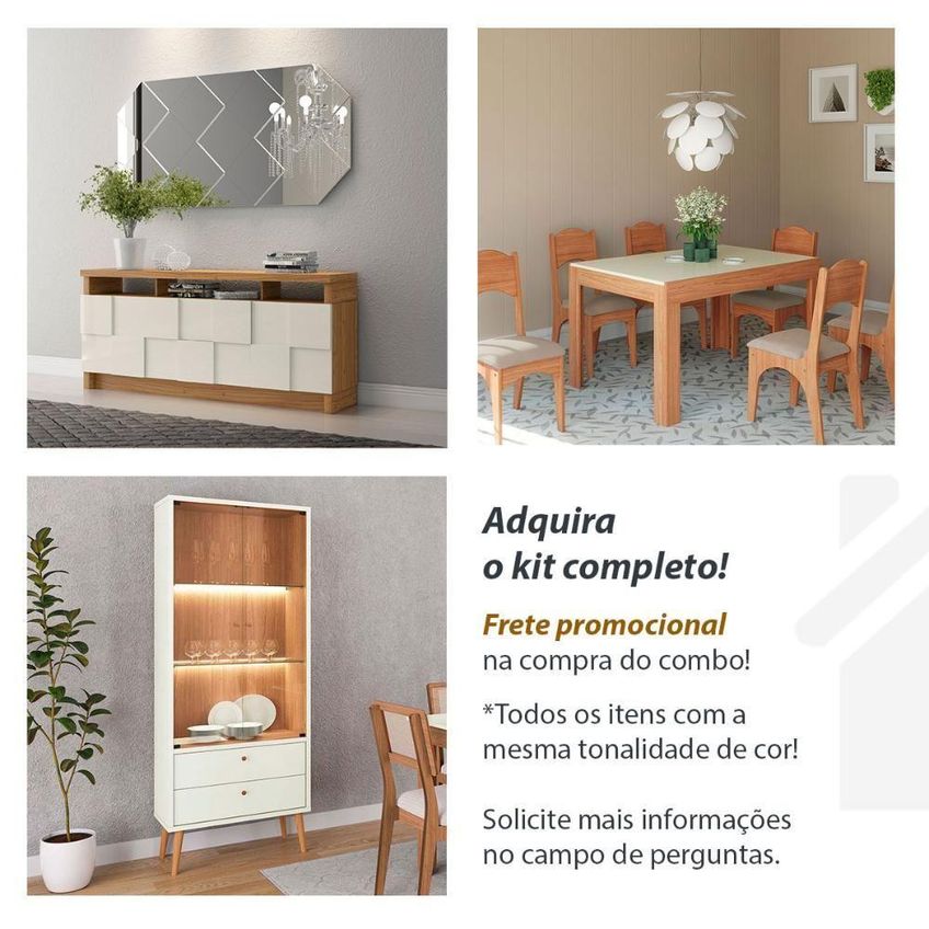 Cadeira Para Sala De Jantar Kit 2 Tela Sintética Mdf Freijó Com Cesare Claro Dalla Costa Móveis - imagem 5