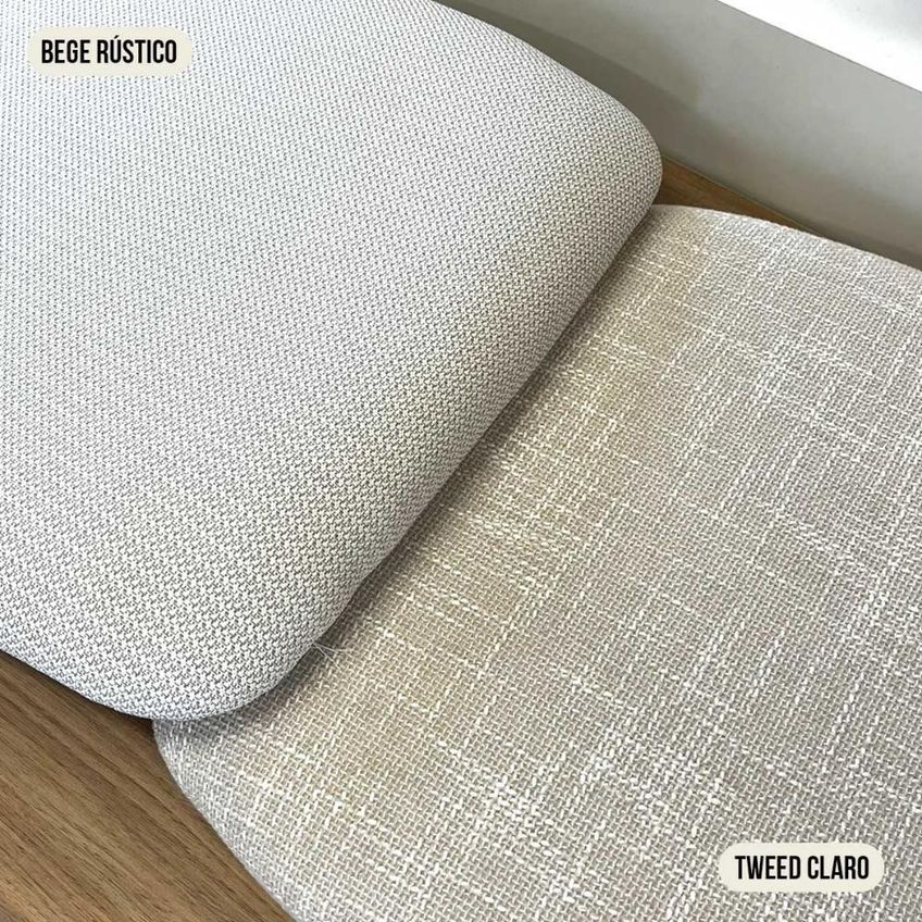 Mesa Redonda Jantar Base Ripada 2 Lugares Tampo MDF Cadeiras Estofadas Off White Freijó 90cm Dalla - imagem 3