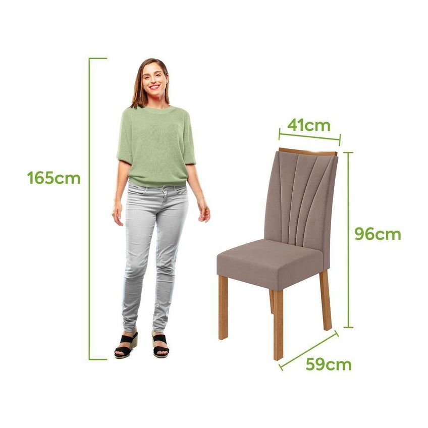 Conjunto Sala De Jantar Athenas 120 4 Lugares Tampo Vidro Off White Amendoa Clean 120cm Móveis Lopas - imagem 3