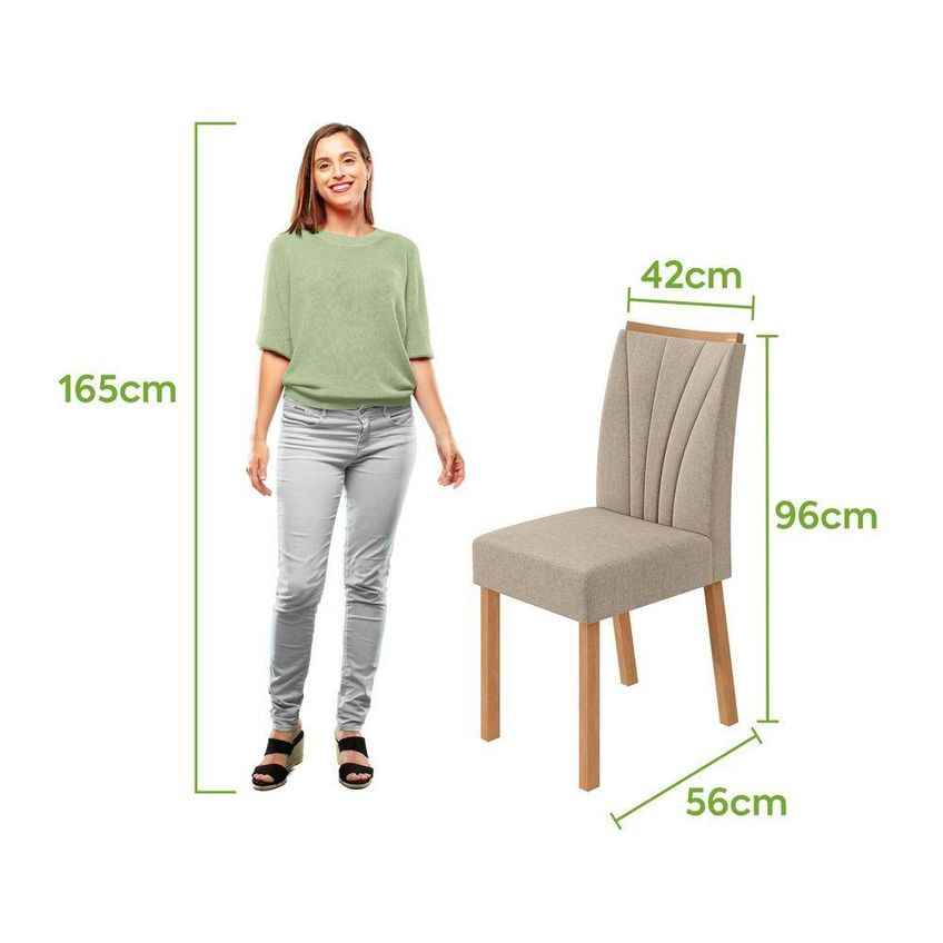 Conjunto Sala De Jantar Athenas 120 4 Lugares Tampo Vidro Off White Com Cadeiras Téssera Móveis - imagem 3