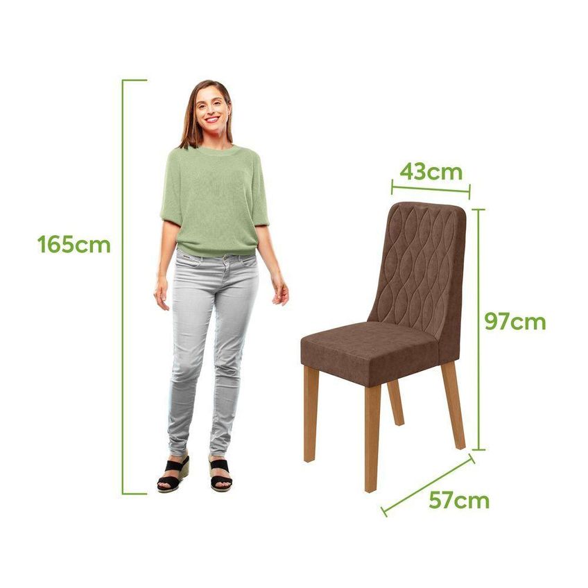 Conjunto Sala De Jantar Mesa Laini 160 6 Lugares Tampo Vidro Off White Com Cadeiras Luar Lopas - imagem 3