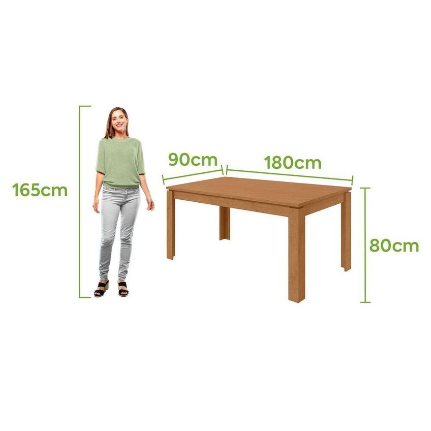 Conjunto Sala De Jantar Athenas 180 6 Lugares Tampo Vidro Off White Amendoa Clean 180cm Móveis Lopas - imagem 3