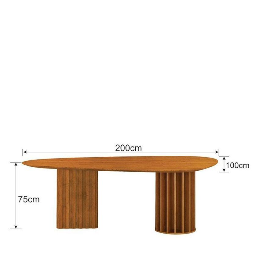 Mesa De Jantar Belle 6 Lugares Orgânica MDF 200x100cm Leifer - imagem 3