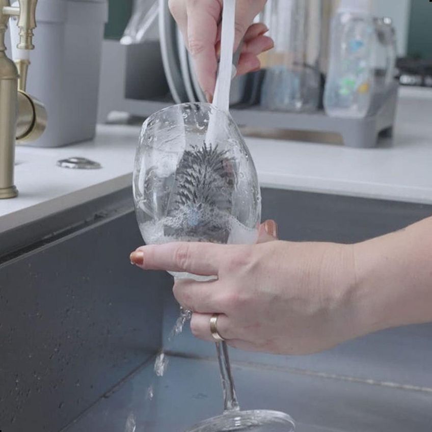 Escova Para Limpeza De Taças Copos E Garrafas Ou Flow Silicone Para Cozinha Bege - imagem 3